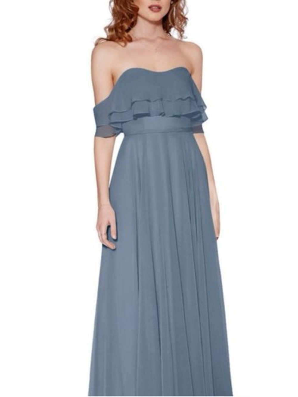 Azazie Haden Ruffle Maxi Dress in Twilight Blue